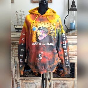 Naruto Uzumaki Shippuden Anime Tie-Dye Hoodie, Size Large